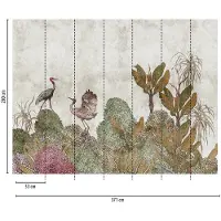 Living Walls Fototapete "The Wall" Motiv Wald asiatisch glatt Fototapete Tiere Tapete Vögel Tapeten Wohnzimmer Flur Design Optik