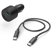 Hama Auto-Schnellladegerät, 1x USB-C, 1x USB-A, PD/QC, Ladeset, 32 Watt, Schwarz