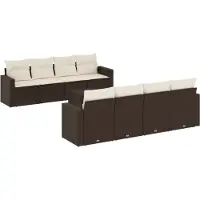 vidaXL 9-tlg. Garten-Sofagarnitur mit Kissen Braun Poly Rattan