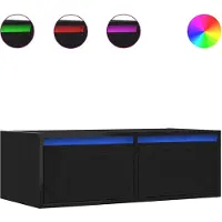 vidaXL TV-Schrank mit LED-Leuchten Schwarz Eichen-Optik 75x35,5x25 cm