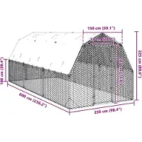 vidaXL Hühnerstall mit Dach 2,5x6x2,25 m Verzinkter Stahl