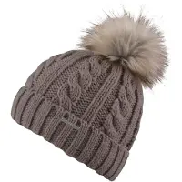 Chillouts Bommelmütze "Joan Hat" Mit Fake-Fur Pom Pom, Zopfmuster