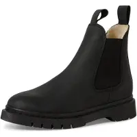Tamaris Winterboots , Damen, Gr. 40, Warmfutter, schwarz, Elastischer Einsatz, Leder, unifarben, Schuhe Winterboots, Blockabsatz, Chelseaboots, Schlupfschuh, beidseitiger Stretcheinsatz