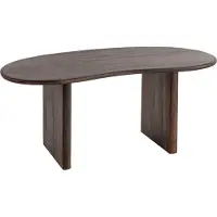 Wohnling Esszimmertisch 180x90x75 cm Akazie Massivholz Dunkelbraun Esstisch Retro Küchentisch Massiv Nierenform Holztisch Esszimmer Großer Speisetisch