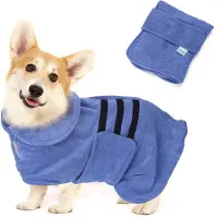 Nobleza Hundebademantel Mikrofaser mit Klettverschluss,Super saugfähig und schnell trocknend,Bademantel für alle Katzen und Hunde Hundehandtuch Weich (M)