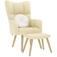 vidaXL Relaxsessel mit Hocker Creme Stoff