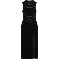 Superdry für Damen. W8011695A Langes schwarzes Samtkleid (S), Party, Polyester, Ärmellos / Hosenträger
