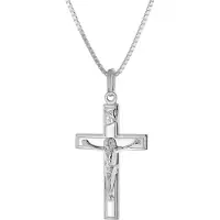 Trendor 41402 Halskette mit Kruzifix Kreuz-Anhänger 925 Silber