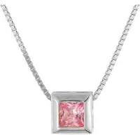 Trendor 51655-04 Damen-Kette 925 Silber mit Zirkonia-Anhänger Pink