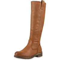 Van Hill Damen Reiterstiefel Leicht Gefütterte Stiefel Schuhe 819556, Farbe: Hellbraun, Größe: 37