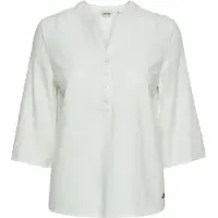 Oxmo Klassische Bluse "Bluse OXAnea", Damen, Gr. 44, weiß (sanftes weiß), Obermaterial: 55% Leinen LI. 45% Viskose CV., Blusen Klassische Bluse