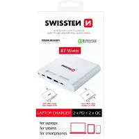 Swissten , USB-C Ladegerät 35W Power Delivery und USB-A Quick Charge 3.0 18W, Weiß