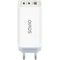 Savio La-07 Gan 65w Qc4.0+ Pd 3.0 Usb-a-und Usb-c-wandladegerät