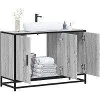 vidaXL Waschbeckenunterschrank Grau Sonoma 90x33x60 cm Holzwerkstoff