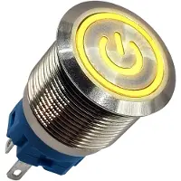 Proride Metall-Drucktaster 19 mm 220 V ON/OFF mit gelber LED