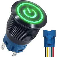 Proride Metall-Drucktaster 16 mm 220 V - ON/OFF - grüne LED - mit Kabel