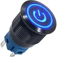 Proride Metall-Drucktaster 16 mm 220 V ON/OFF mit blauer LED