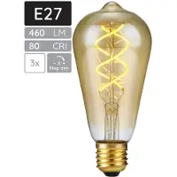 SPL E27 LED-Lampe ST64 5W 460lm 2500K extra warmweiß 3 Stück dimmbar