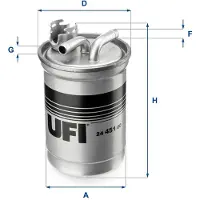 Ufi Kraftstofffilter AUDI 24.451.00 8E0127401,8E0127401D,8E0127435A Leitungsfilter,Spritfilter