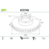 Valeo Bremsscheibe COATED 672749