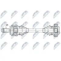 NTY Antriebswelle Hinterachse links, Länge 614 mm, Außenverzahnung Radseite 27, ABS-Ring 48 Zähne