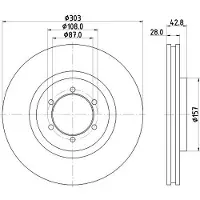 Hella Bremsscheibe Vorderachse Belüftet [Hersteller-Nr. 8DD355115-721] für Hyundai