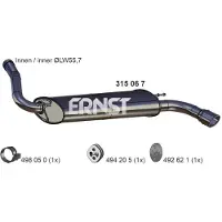 ERNST 315067 Endschalldämpfer für FORD FOCUS III Auspuff