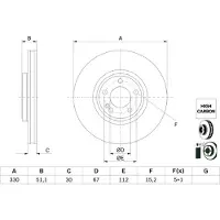 Bosch Bremsscheibe 0 986 479 H34 vorne, belüftet, hochkarbonisiert, 1 Stück