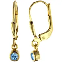 Trendor 51097 Damen Ohrringe Gold 333 / 8 K Ohrhänger mit Blauem Zirkonia