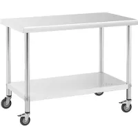 Royal Catering Edelstahltisch mit Rollen - PREMIUM - 60 x 120 cm - 158 kg - RCAT-120/60-W