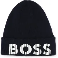 BOSS Kids-Strickmütze aus Baumwolle mit gummiertem Logo Grösse 54