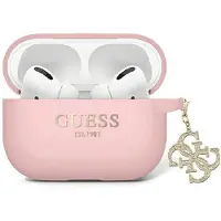 GUESS Etui Erraten Guap2Lecg4P Na Airpods Pro 2 Abdeckung - Róowe Flüssigkeit Silikon Glitter Dreieck Charme