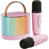 MaXlife , Bluetooth Karaoke Lautsprecher 5W mit 2 kabellosen Mikrofonen, Rosa