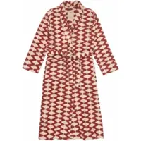 OAS Bademantel Roza Velour Long Robe Unisex Cream / Red-S/M