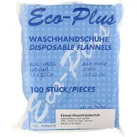 COVARMED Einmal Waschhandschuh Eco-Plus blau-weiß genäht 100 St Handschuhe