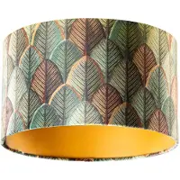 QAZQA Samtlampenschirm mit Blattdesign und goldener Innenseite 35/35/20
