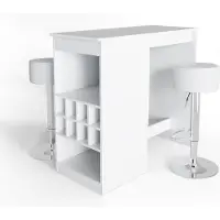 Vicco Bartisch ROSS Weiß Bartresen Stehtisch Tresentisch Bistrotisch Tisch inkl. Barhocker