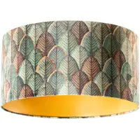 QAZQA Samtlampenschirm mit Blattdesign und goldener Innenseite 50/50/25