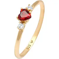 Elli Ring Herz Zirkonia Rot Liebe 925 Silber Vergoldet Elli Gold