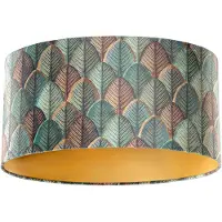 QAZQA Samtlampenschirm Blattdesign mit goldener Innenseite oval 50/33/25