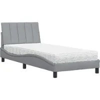 vidaXL Bett mit Matratze "Hanko" Hellgrau 90x190 cm Stoff