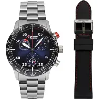 Zeppelin 7298M-3 Set Herren-Chronograph Eurofighter mit 2 Armbändern