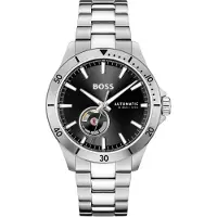 BOSS Herrenuhr Troper Automatic 1514202, Silber/Schwarz