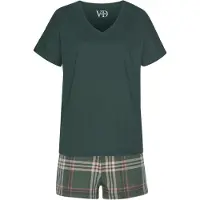 Vivance DREAMS Shorty in dunkelgrün-kariert | Gr.: 32/34