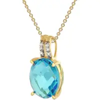 Trendor 68864 Damen-Kette 925 Silber Vergoldet Mit Synthetischem Blautopas