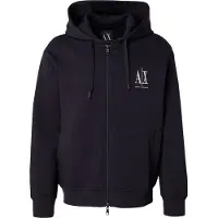 Armani Exchange für Herren. XM000371AF10818UB101 Kapuzensweatshirt mit durchgehendem Reißverschluss aus marineblauem laminiertem Baumwol