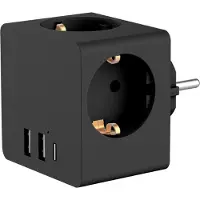 Accezz PowerCube | 6-in-1 - 1x USB-C + 2x USB-A + 3x Steckdose - 4000 Watt - Schwarz