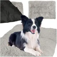 B2X Hundebett für Katzen, Plüschbett, flauschiges Kissen, Shaggy-Kissen, 115 cm, grau