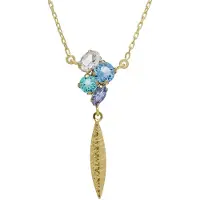 Victoria Cruz A4789-MDG Damen-Kette Lisbon Goldfarben Blautöne