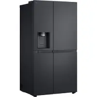 LG GSLE91EVAC, Freistehend, Amerikanische Tür, Schwarz, LED, An Tür, Glas